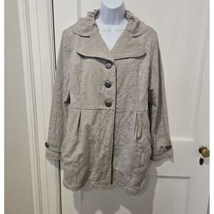 Toffee Apple Women's Jacket Button‎ Up Lapel Dressy Textured Tapestry  Large